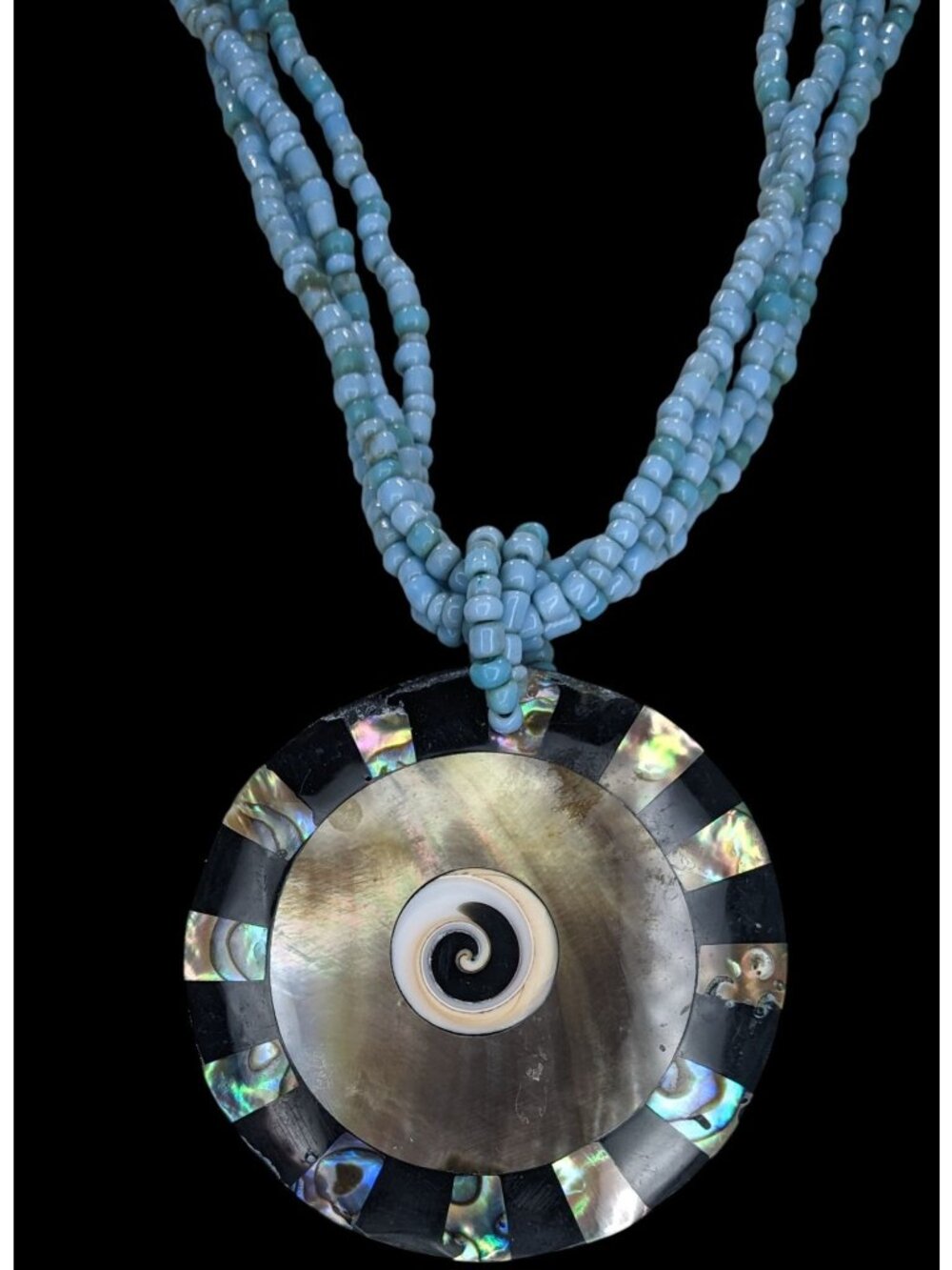 Boho Coastal Mermaidcore Vintage Artisan Shell Disc Beaded Necklace